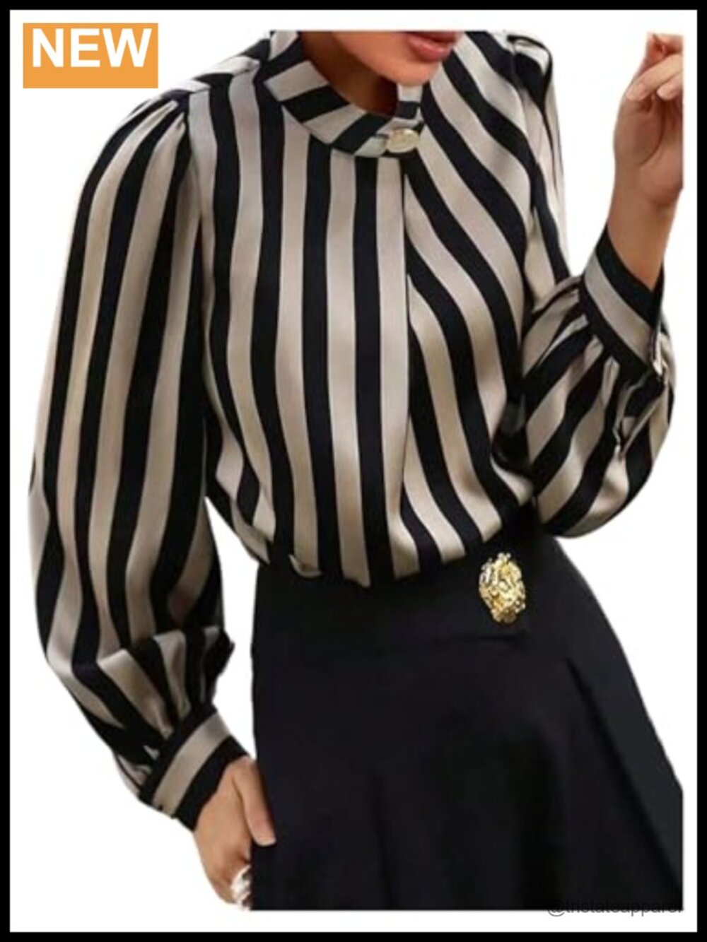 Women's Striped Blouse Button Front Long Sleeve Work Office